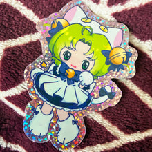 Load image into Gallery viewer, 2000s Alien anime cat girl! Glittery sticker