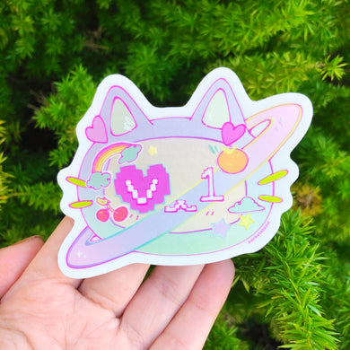cat gaming soft holo sticker