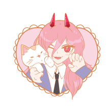Load image into Gallery viewer, blood fiend girl and cat enamel pin