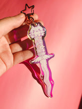 Load image into Gallery viewer, Kitty Dagger Holo Acrylic Charm